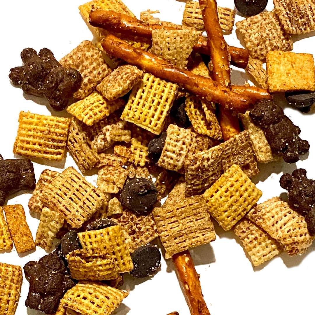 Flavor X Fire Breakfast Blend smoked snack mix, a lightly smoked cinnamon sugar snack blend with a satisfying crunch.